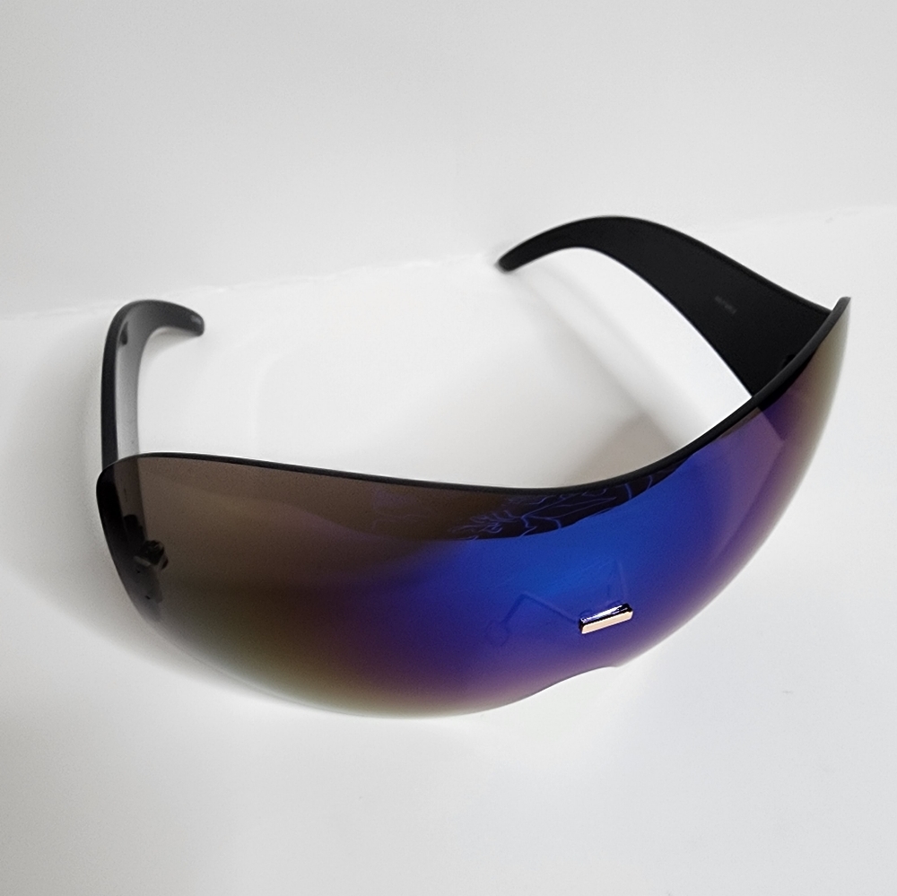 XL Shield Sunglasses | Blue Metallic